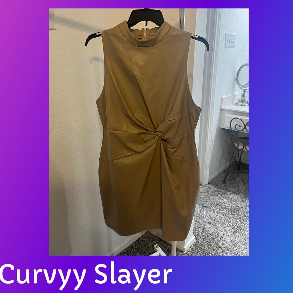 Mini Curvy Tan Dress